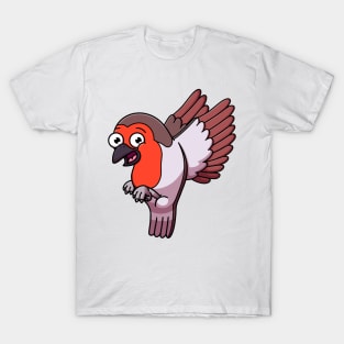 Happy Flying Robin Bird Cartoon T-Shirt